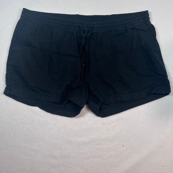 Old Navy Linen Blend Shorts Womens XXL Casual Summer Elastic Drawstring‎ Black - Picture 1 of 11